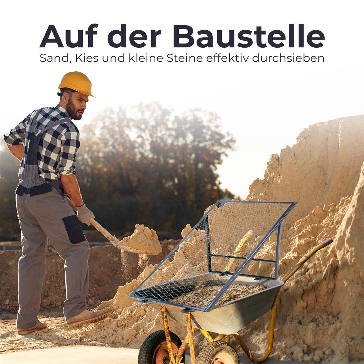 Novatool 2x Boden Durchwurfsieb für Schubkarre 100x50 cm, aus pulverbeschichtetem Stahl, Durchwurfgitter Sieb für Erde Sand Kompost, Gartensieb Meta