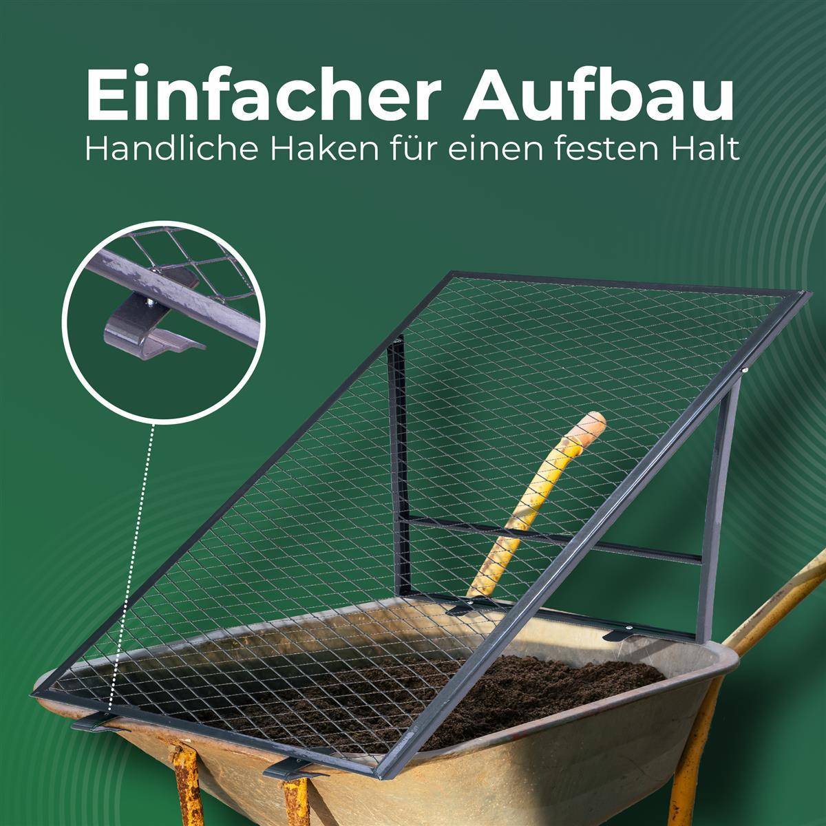 Novatool Boden Durchwurfsieb für Schubkarre 100x50 cm, aus pulverbeschichtetem Stahl, Durchwurfgitter Sieb für Erde Sand Kompost, Gartensieb Metalls