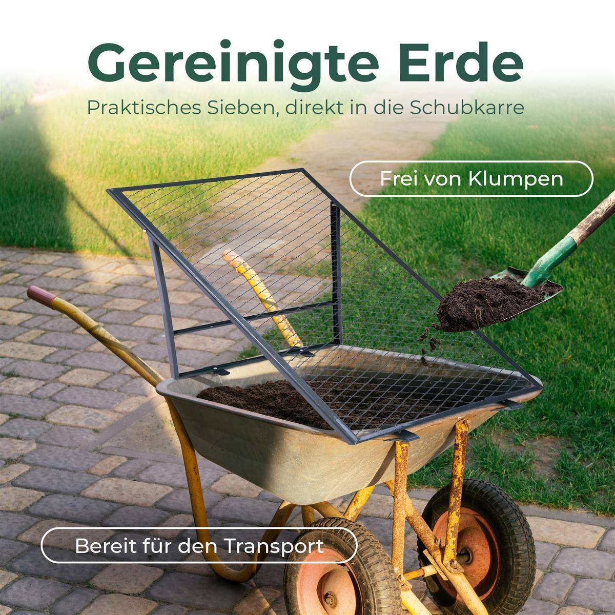 Novatool Boden Durchwurfsieb für Schubkarre 100x50 cm, aus pulverbeschichtetem Stahl, Durchwurfgitter Sieb für Erde Sand Kompost, Gartensieb Metalls