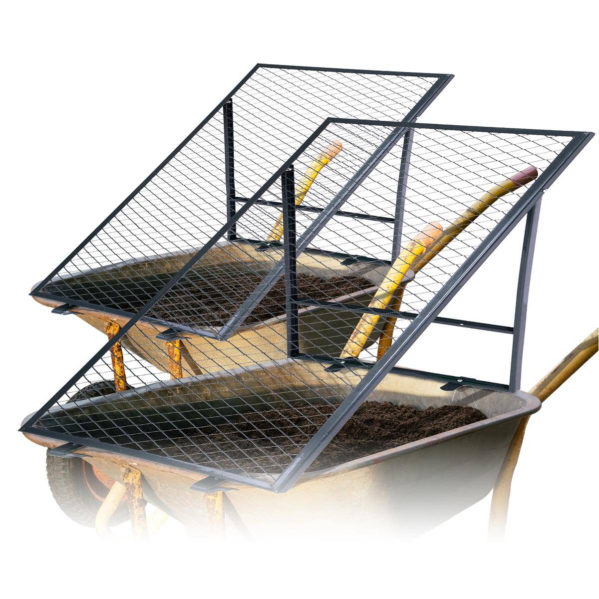 Novatool 2x Boden Durchwurfsieb für Schubkarre 100x50 cm, aus pulverbeschichtetem Stahl, Durchwurfgitter Sieb für Erde Sand Kompost, Gartensieb Meta