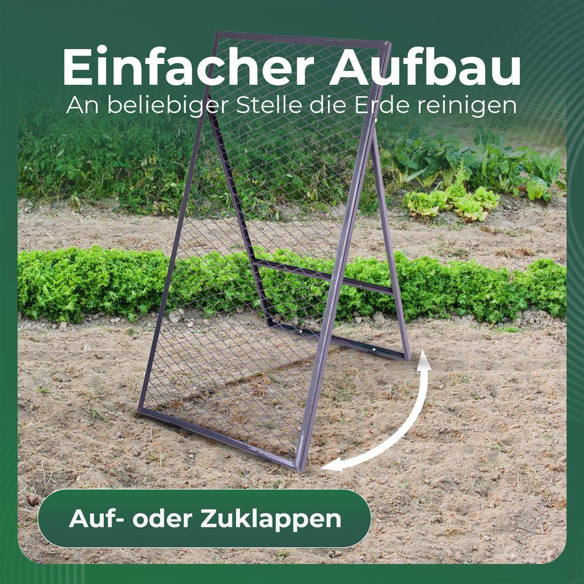 Novatool 2x Boden Durchwurfsieb 100x50 cm aus pulverbeschichtetem Stahl Durchwurfgitter Sieb für Erde Rasen Sand Kompost, Gartensieb Metallsieb