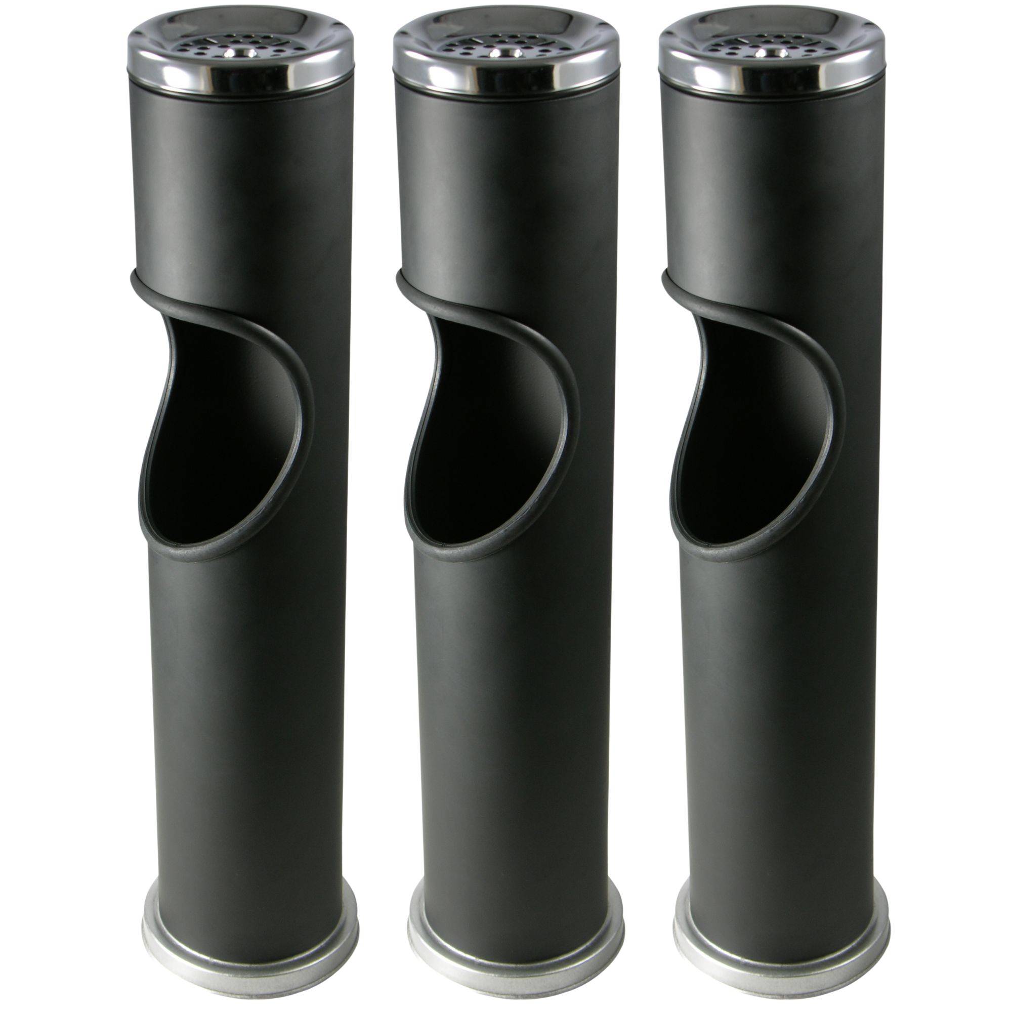 Novaliv 3x Standaschenbecher für draußen Schwarz 46,5cm hoch 9,5cm Ø 2in1 für Müll- und Zigarettenabfälle outdoor Aschenbecher für draussen ste