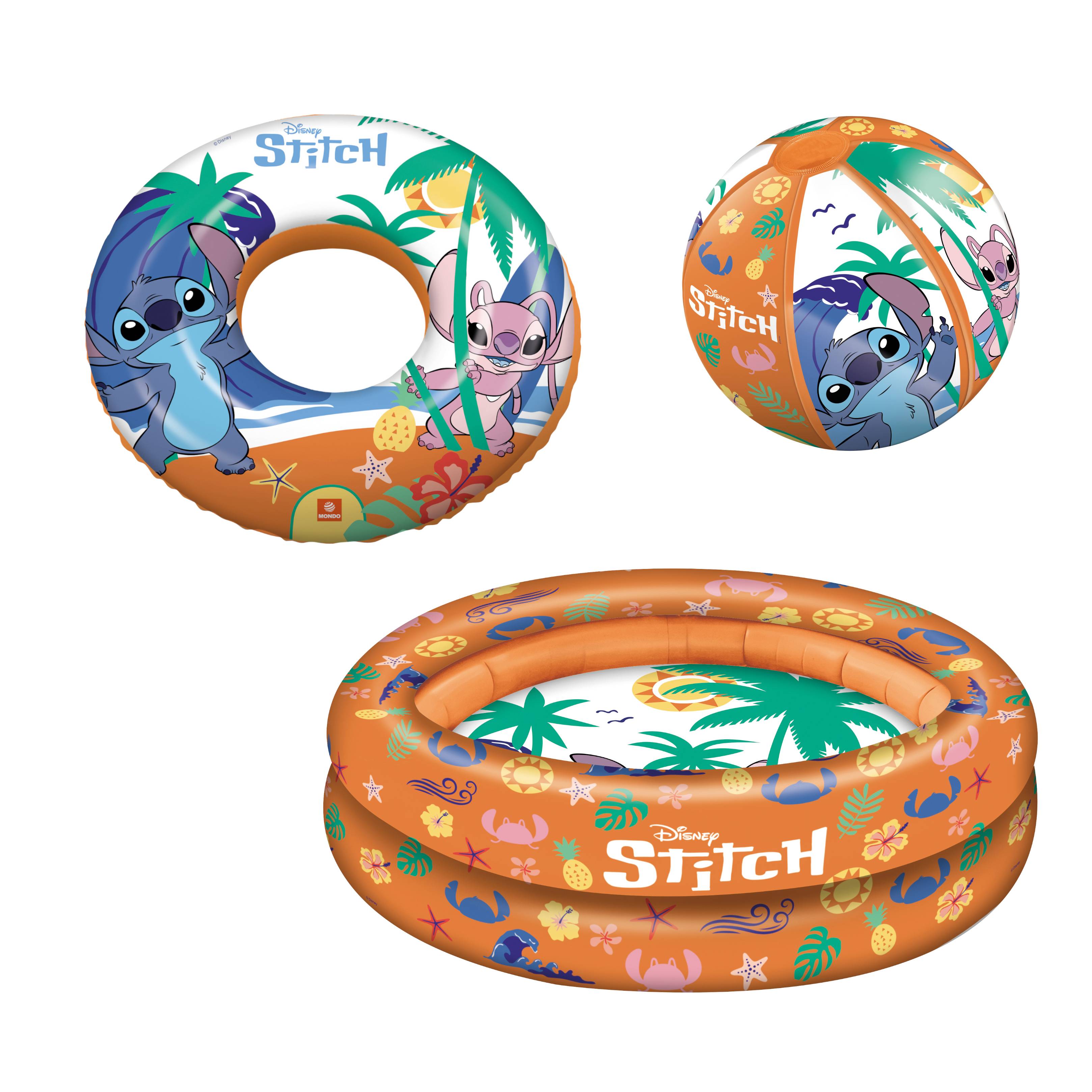 Happy People - Disney Stitch Schwimmset (3-teilig) Planschbecken Pool Wasserball Schwimmring
