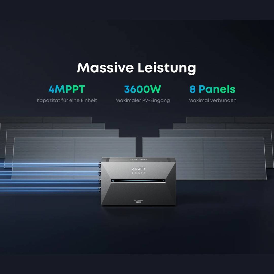 MyVoltaics® Balkonkraftwerk mit Anker Solarbank 3 Speicher & Zusatzakku 5,4 kWh, 1760 Watt bifazial, Aufständerung für Flachdach / Garten