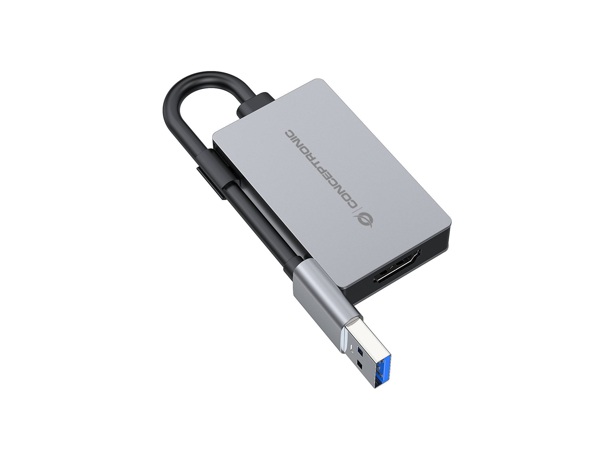 CONCEPTRONIC Adapter USB-A3.2->HDMI1.4 1080/60Hz 0.16m gr Multimedia-Technik HDMI-Adapter
