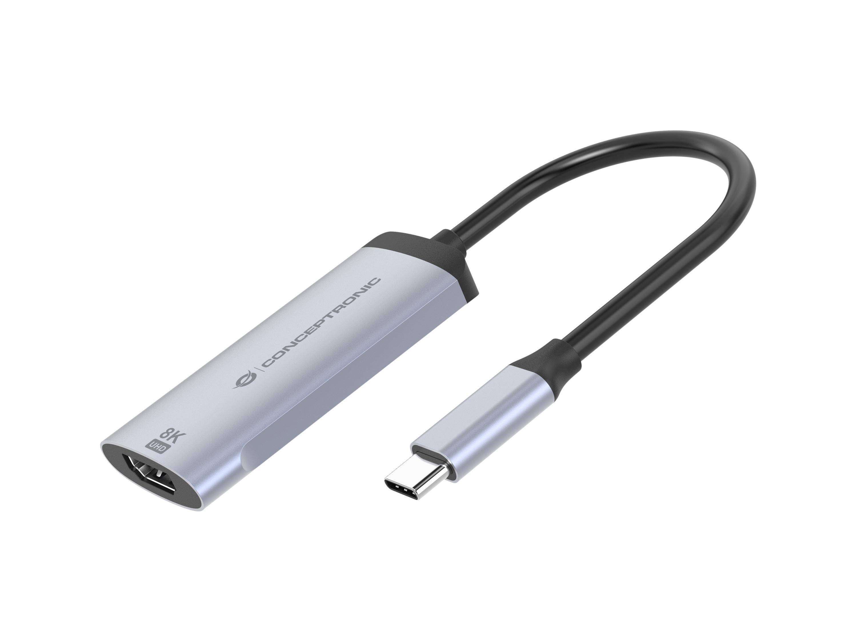 CONCEPTRONIC Adapter USB-C3.2->HDMI2.1 8K/60Hz 0.15m gr Multimedia-Technik HDMI-Adapter