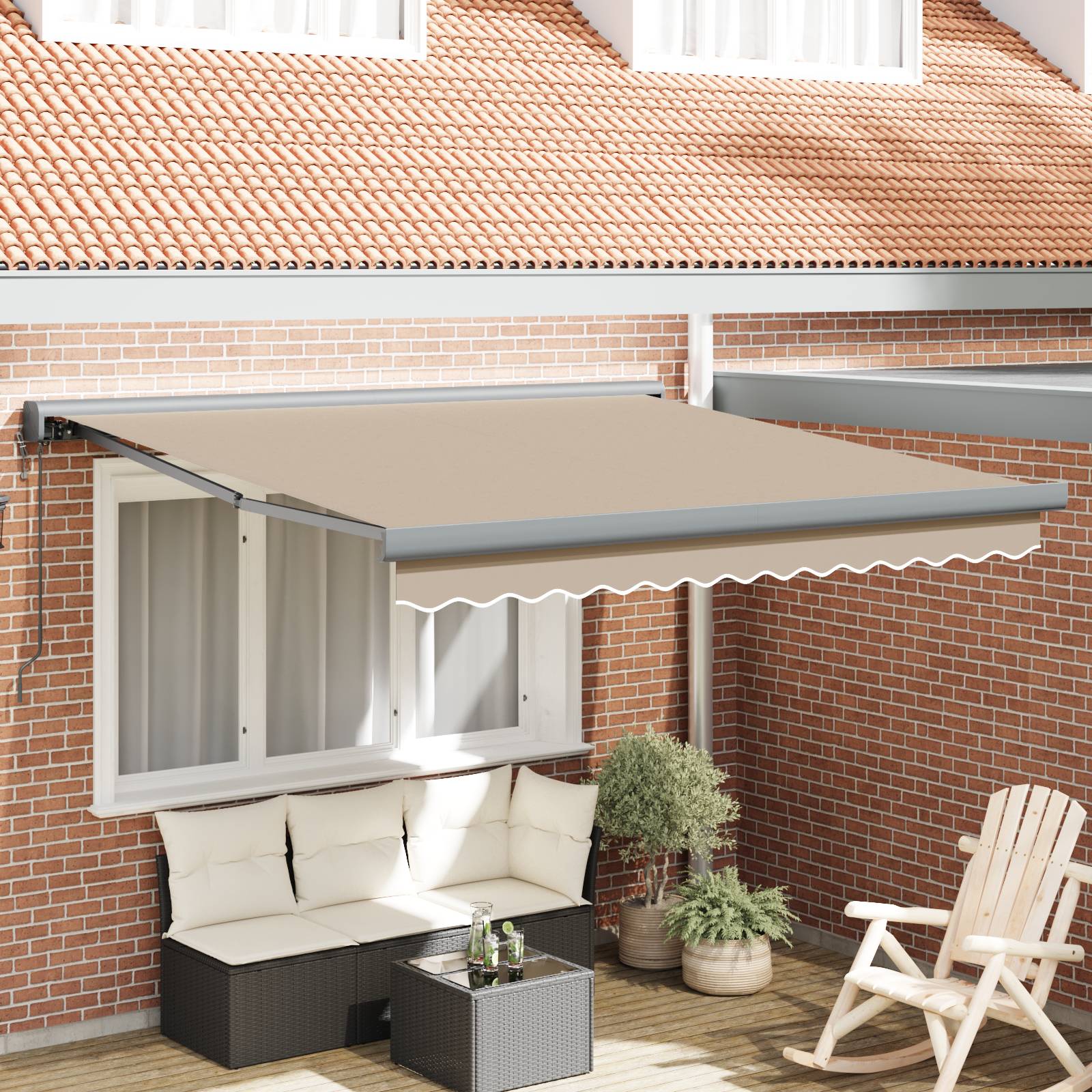 vidaXL Automatische Einziehbare Markise Beige 300x250 cm