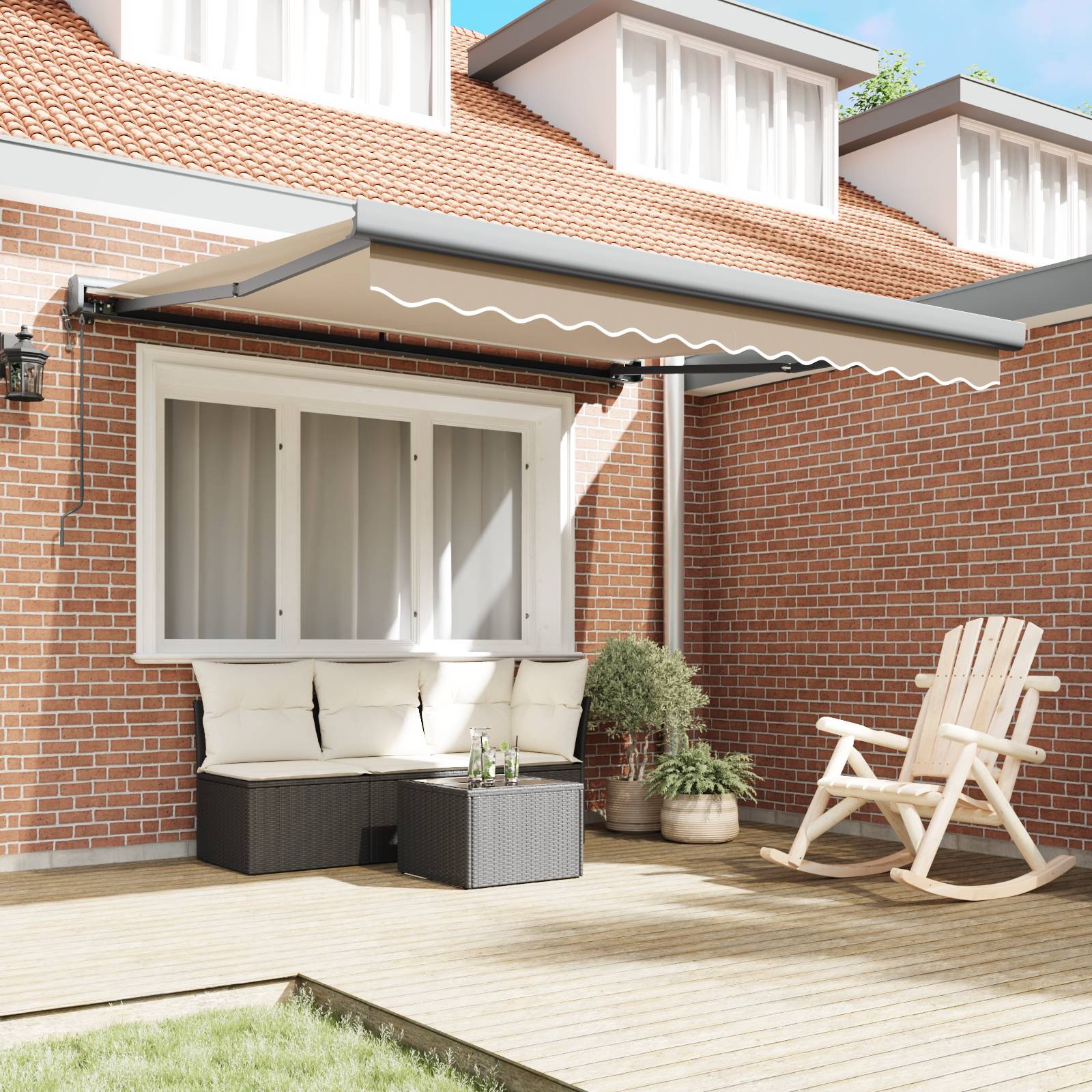 vidaXL Automatische Einziehbare Markise Beige 300x250 cm