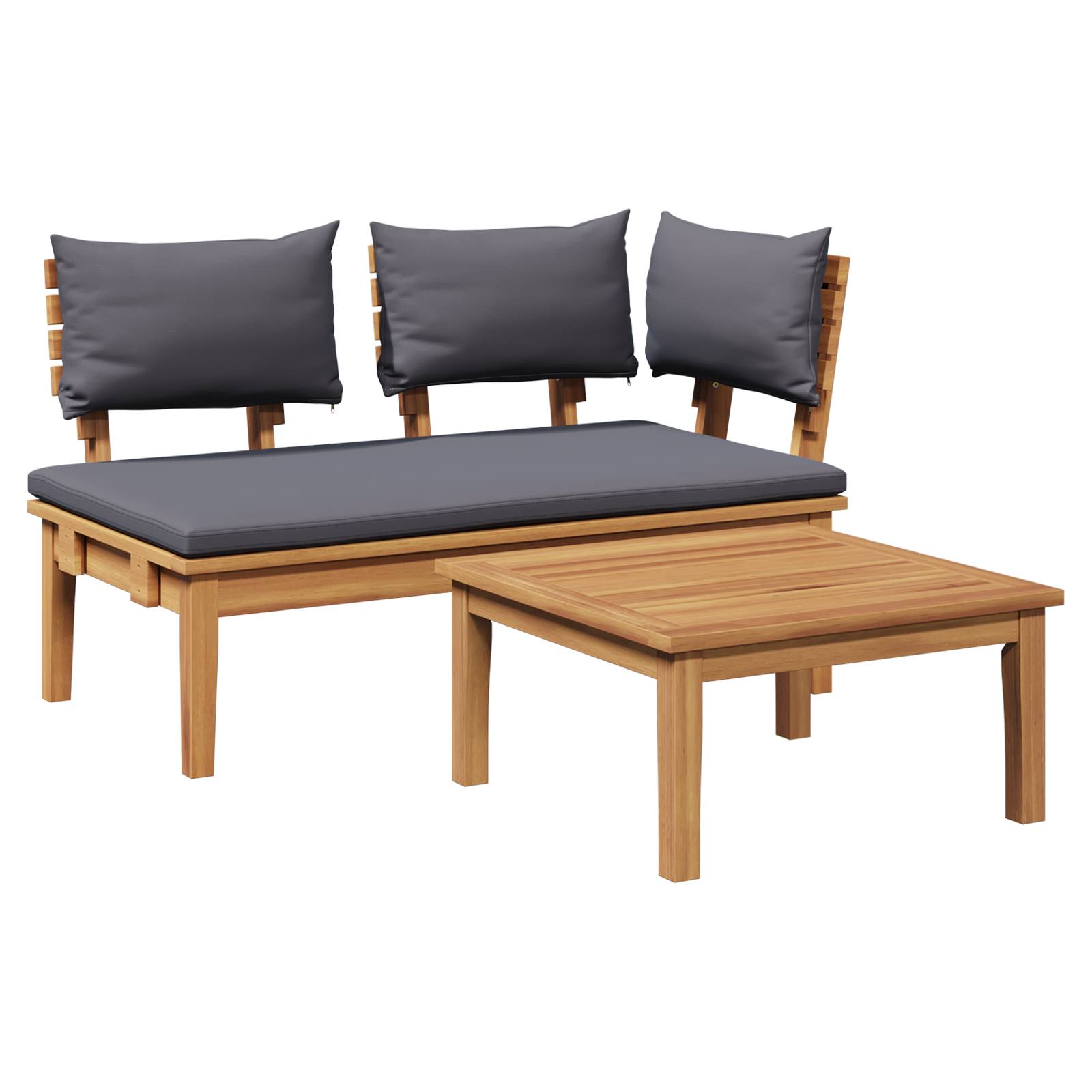 vidaXL 2-teiliges Gartenbank-Set aus massivem Teakholz