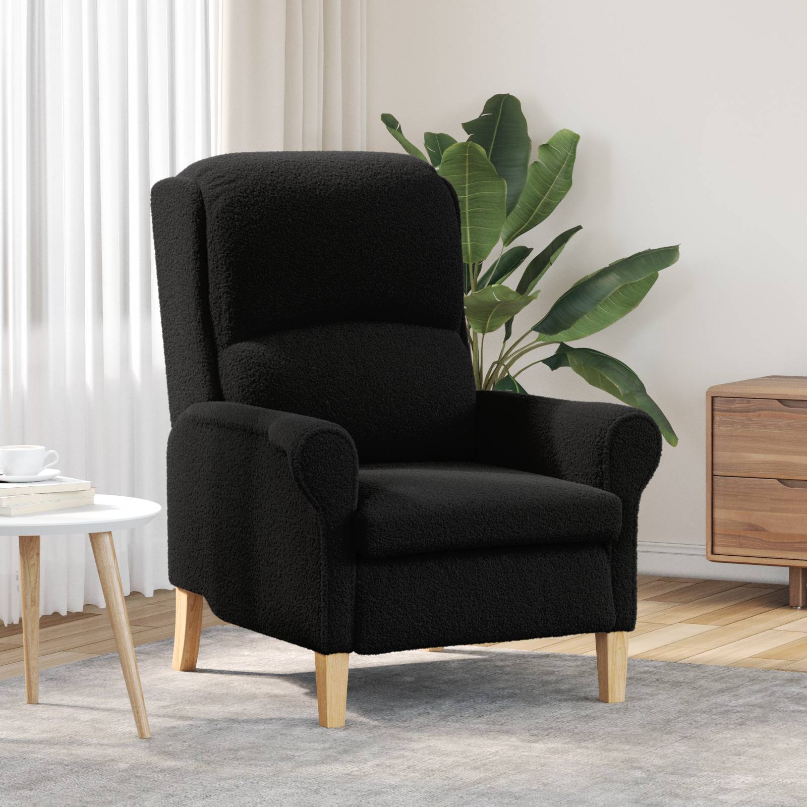 vidaXL Ergonomischer Sessel Schwarz Stoff, Holz Standard Ergonomisch