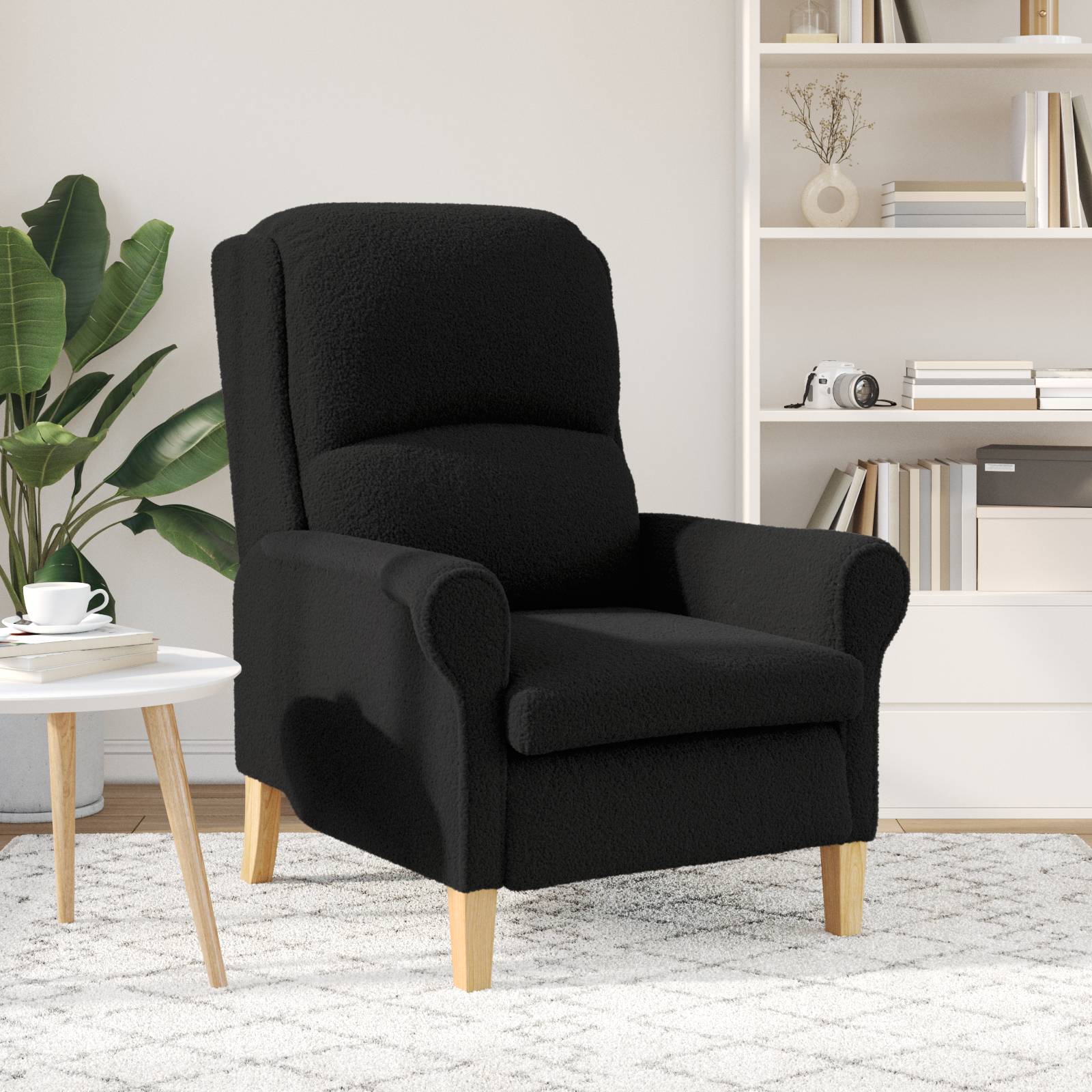 vidaXL Ergonomischer Sessel Schwarz Stoff, Holz Standard Ergonomisch