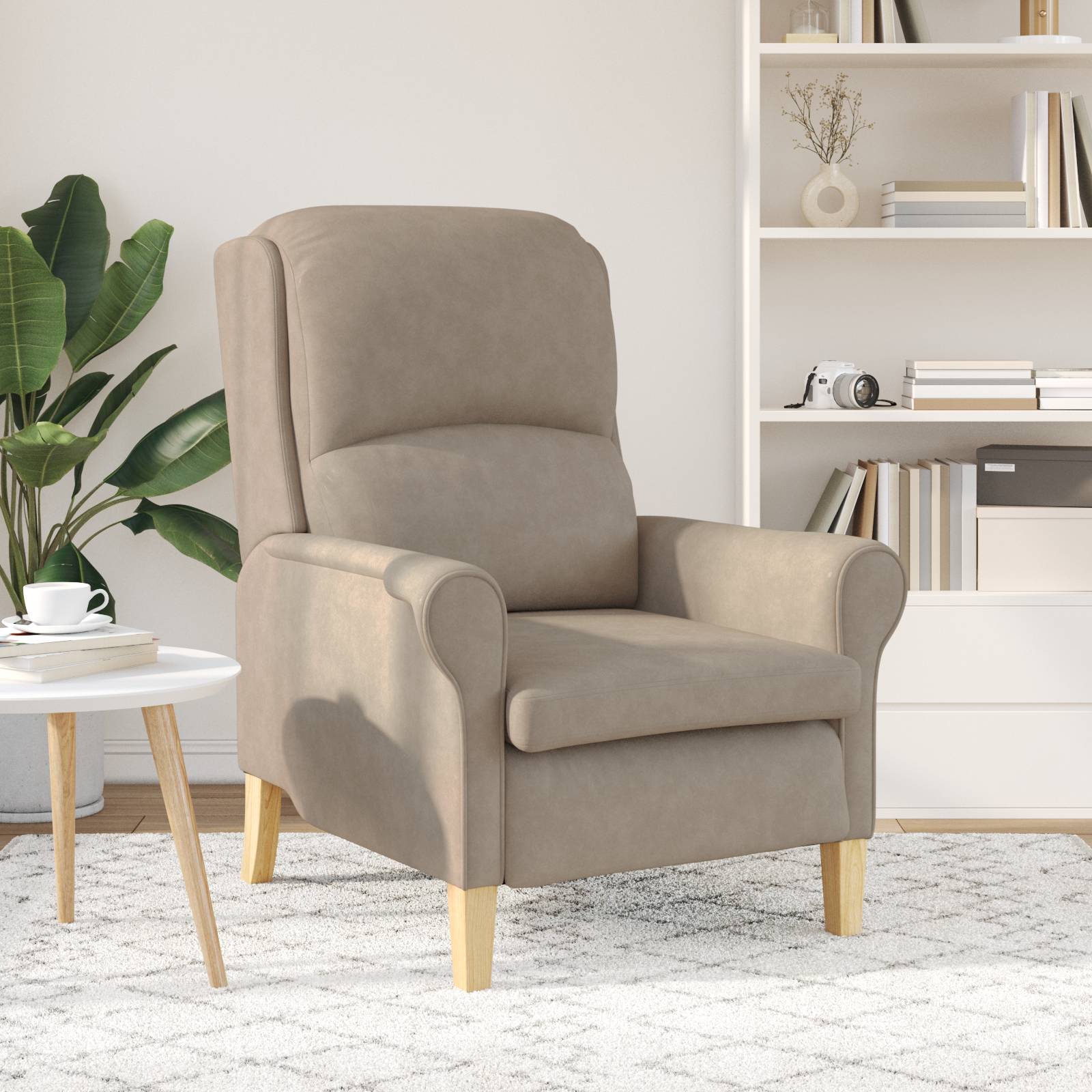 vidaXL Taupe Sessel Taupe Stoff, Holz Standard Taupe Sessel Rechteckig
