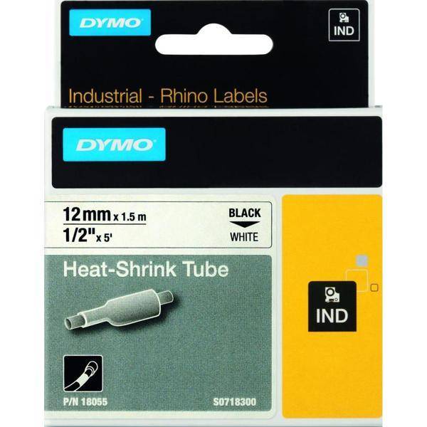 DYMO Rhino Heißschrumpfschlauch 12mmx1.5m schwarz->weiß Multimedia-Technik Verbrauchsmaterial