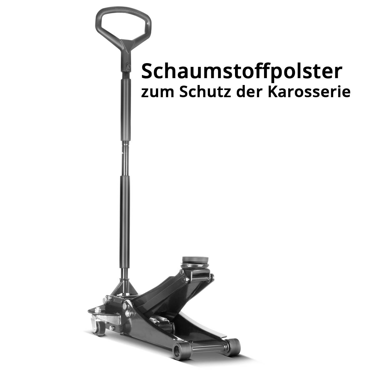 STAHLWERK Wagenheber WHB-73 ST mit 3 t Tragkraft Gummirollen 73-500mm Hubbereich