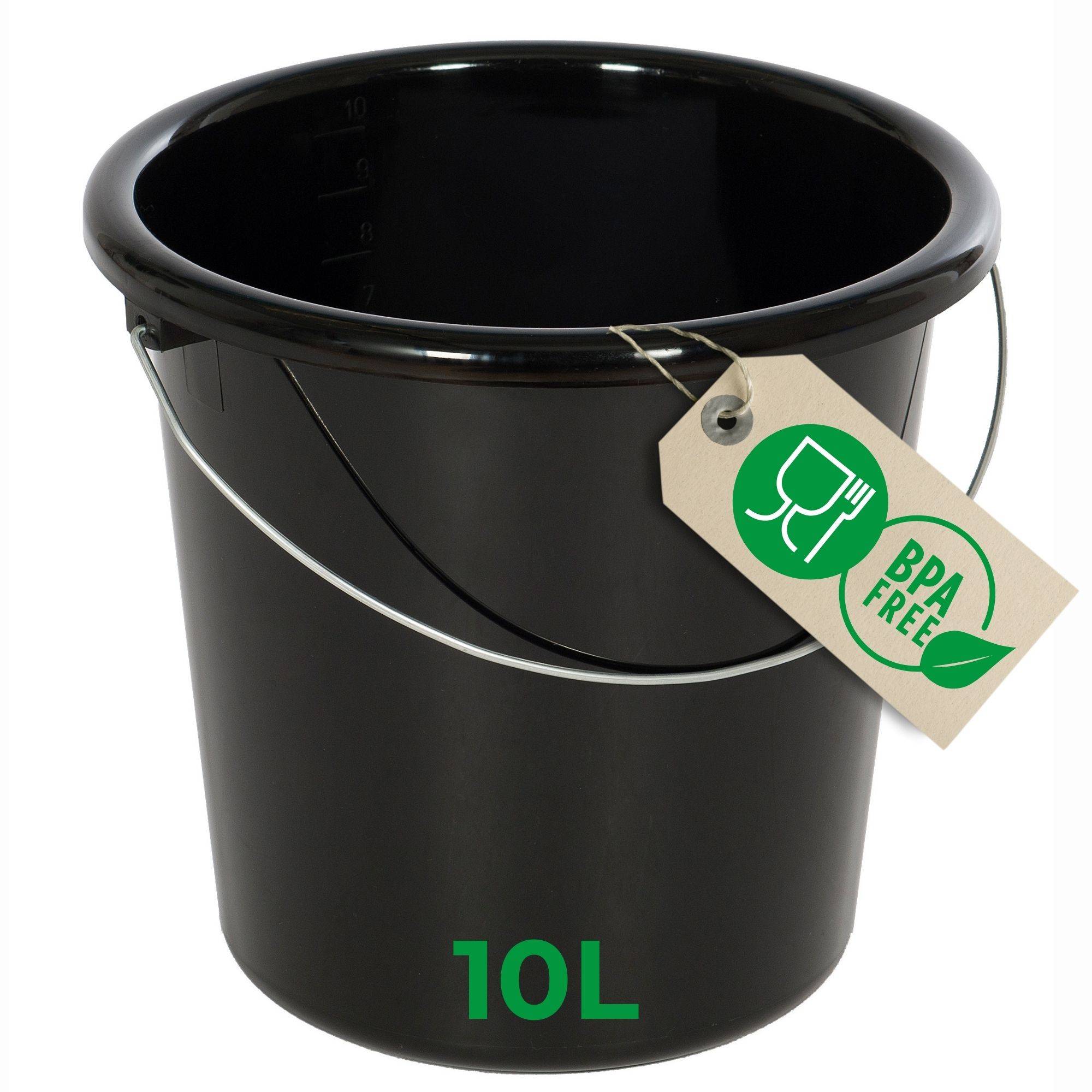 Novaliv Eimer 10L Schwarz mit Maßeinteilung - Putzeimer 10 Liter ⌀ 28,5 cm Praktischer Allrounder mit Skala für Haushalt & Garten ideal als Hausha
