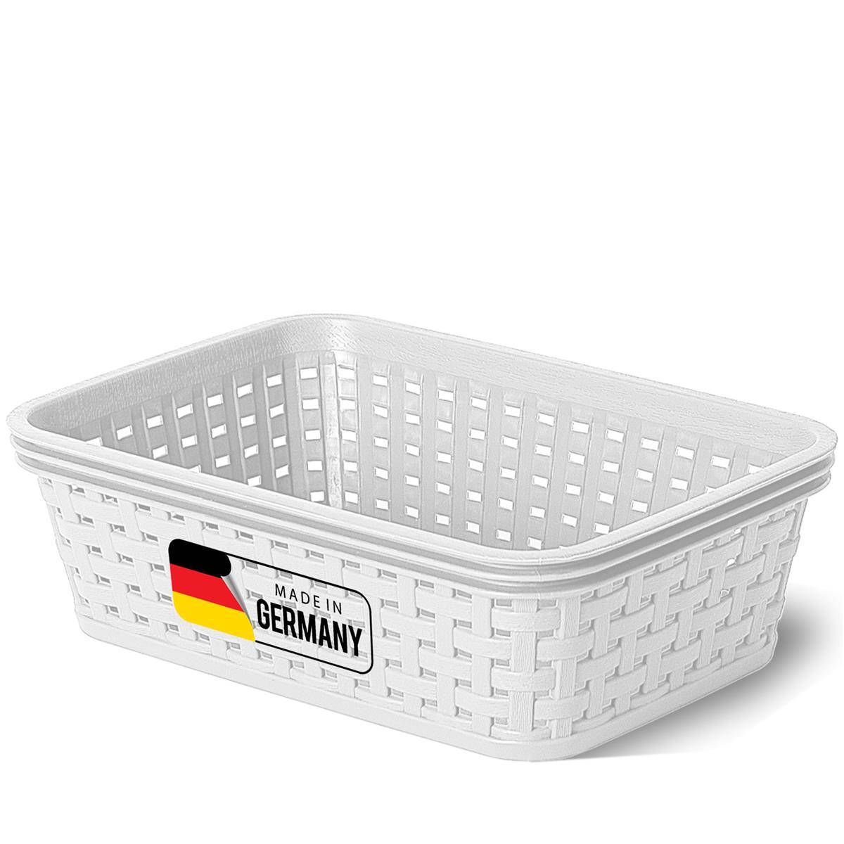 Novaliv Aufbewahrungskorb in Rattan-Optik ohne Deckel | Weiß Kunststoff 1L Nestbar Storage boxes BPA-frei Ideale Aufbewahrungsbox Organizer Box