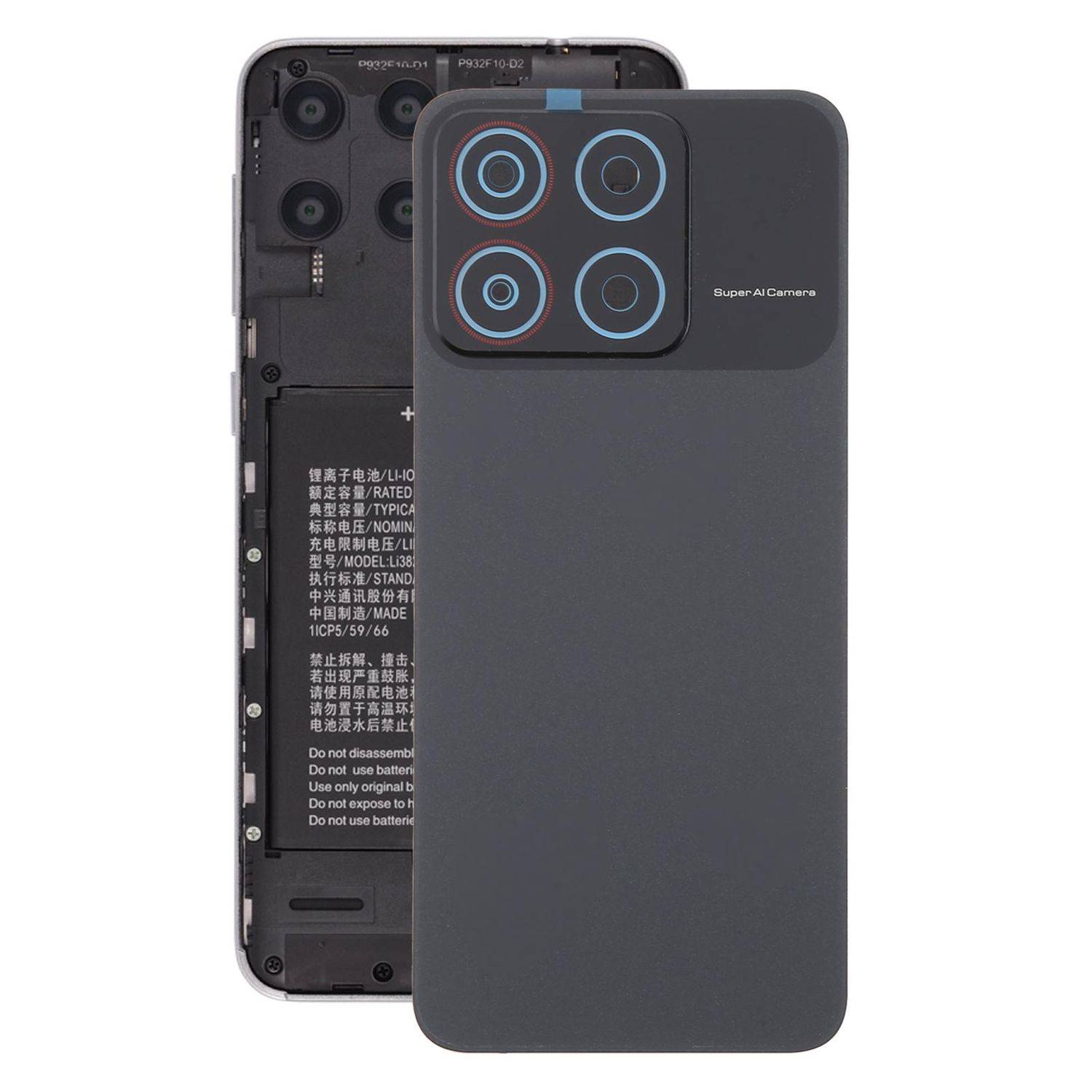 Für ZTE Blade A35 Akkudeckel Backcover mit Kameraabdeckung Ersatzteil Schwarz