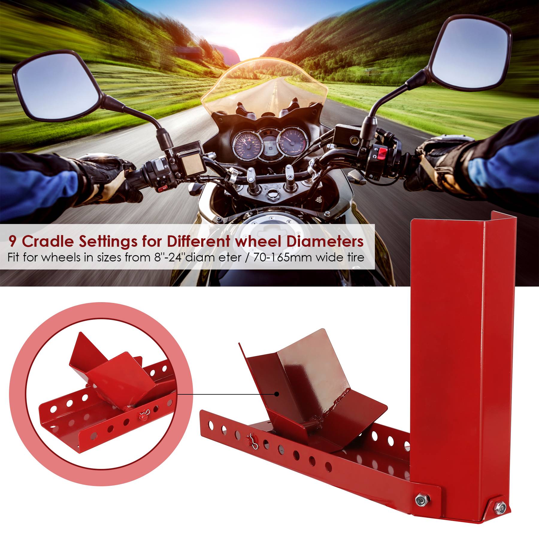 Motorrad Ständer 1er Motorradwippe Anhänger Verladehilfe einstellbar Motorradständer Vorderradklemme mit 3 Ankerbolzenlöchern Transportständer Ra