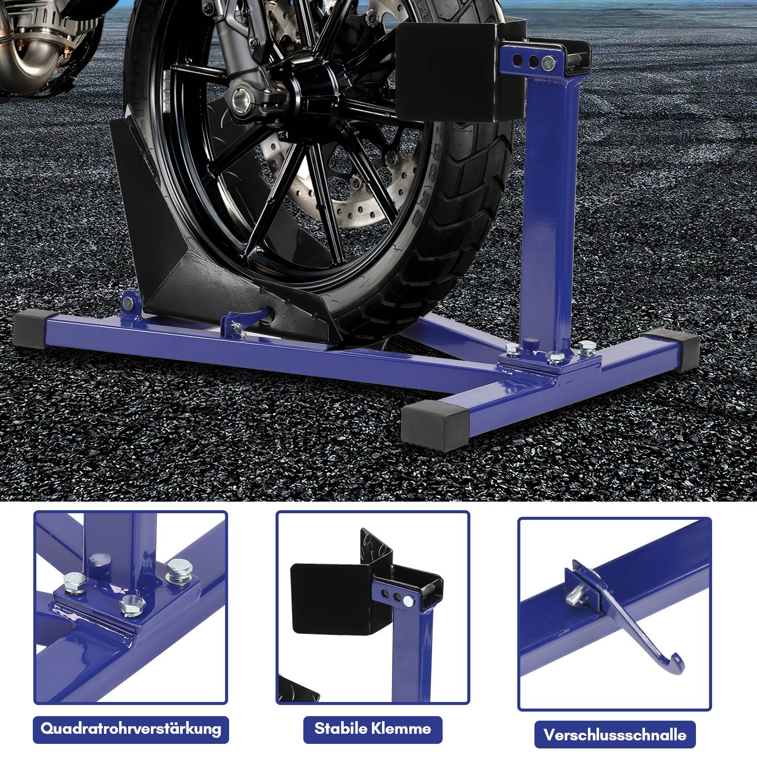 Motorrad AnhängerTransportständer Transportschine Motorradwippe für Anhänger Motorradständer Blau Schwarz