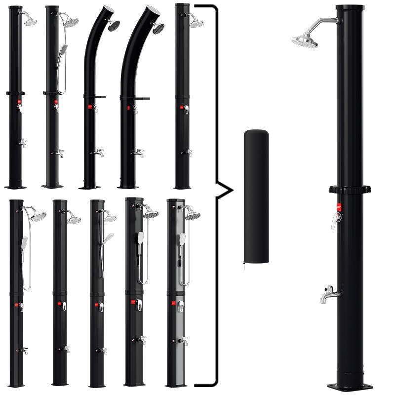 Solardusche 20-60 Liter - bis 60°C – mit schwenkbarem Duschkopf, Fußdusche & Gartenschlauch