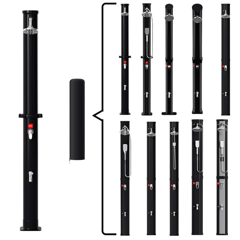 Solardusche 20-60 Liter - bis 60°C – mit schwenkbarem Duschkopf, Fußdusche & Gartenschlauch