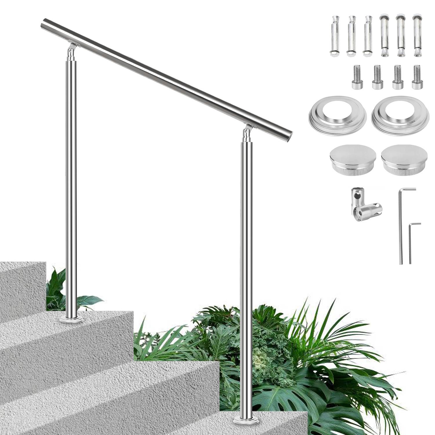 Geländer Edelstahl Handlauf Treppengeländer für Balkon Treppen Innen und Außen 150cm (0 Querstreben)