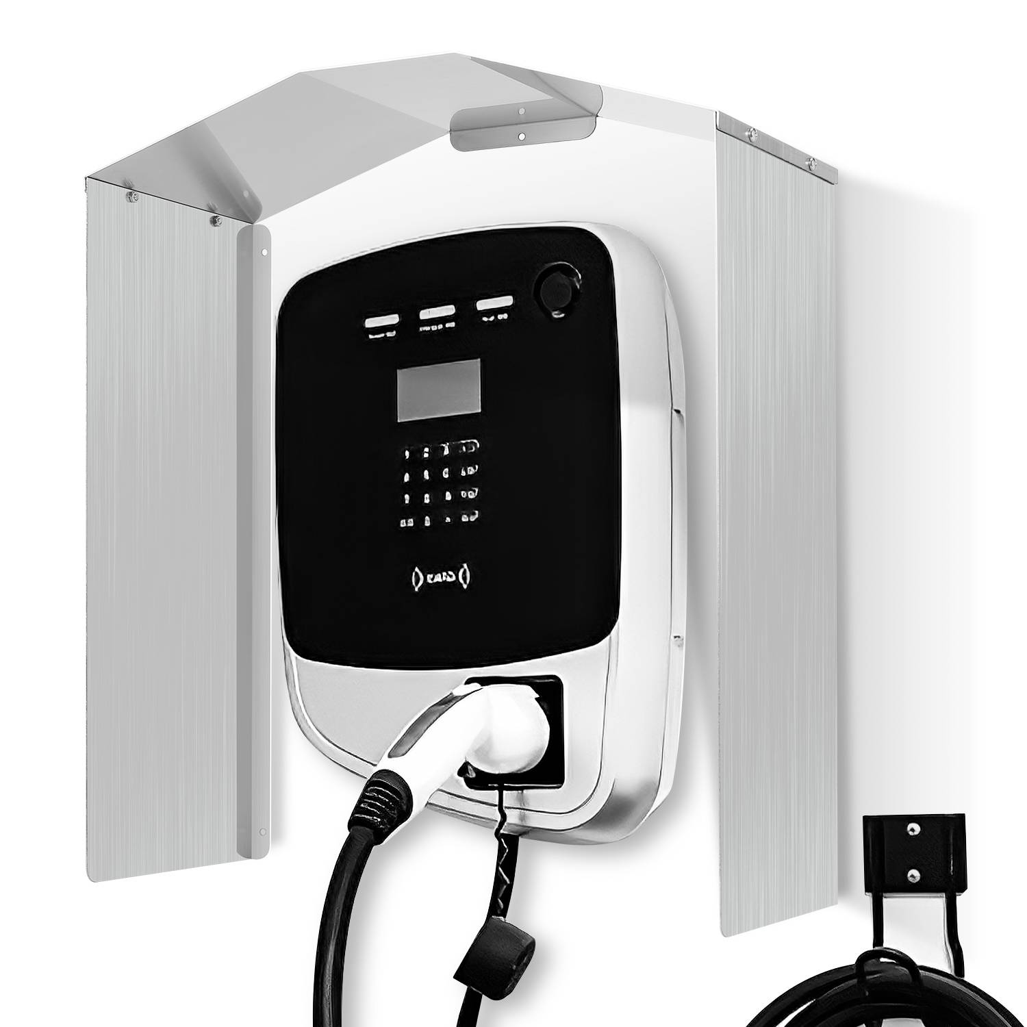 Edelstahl Dach für Wallbox inkl. Montagezubehör ,40 x 20 x 45 cm Abdeckung für Wallbox, Wetterschutz