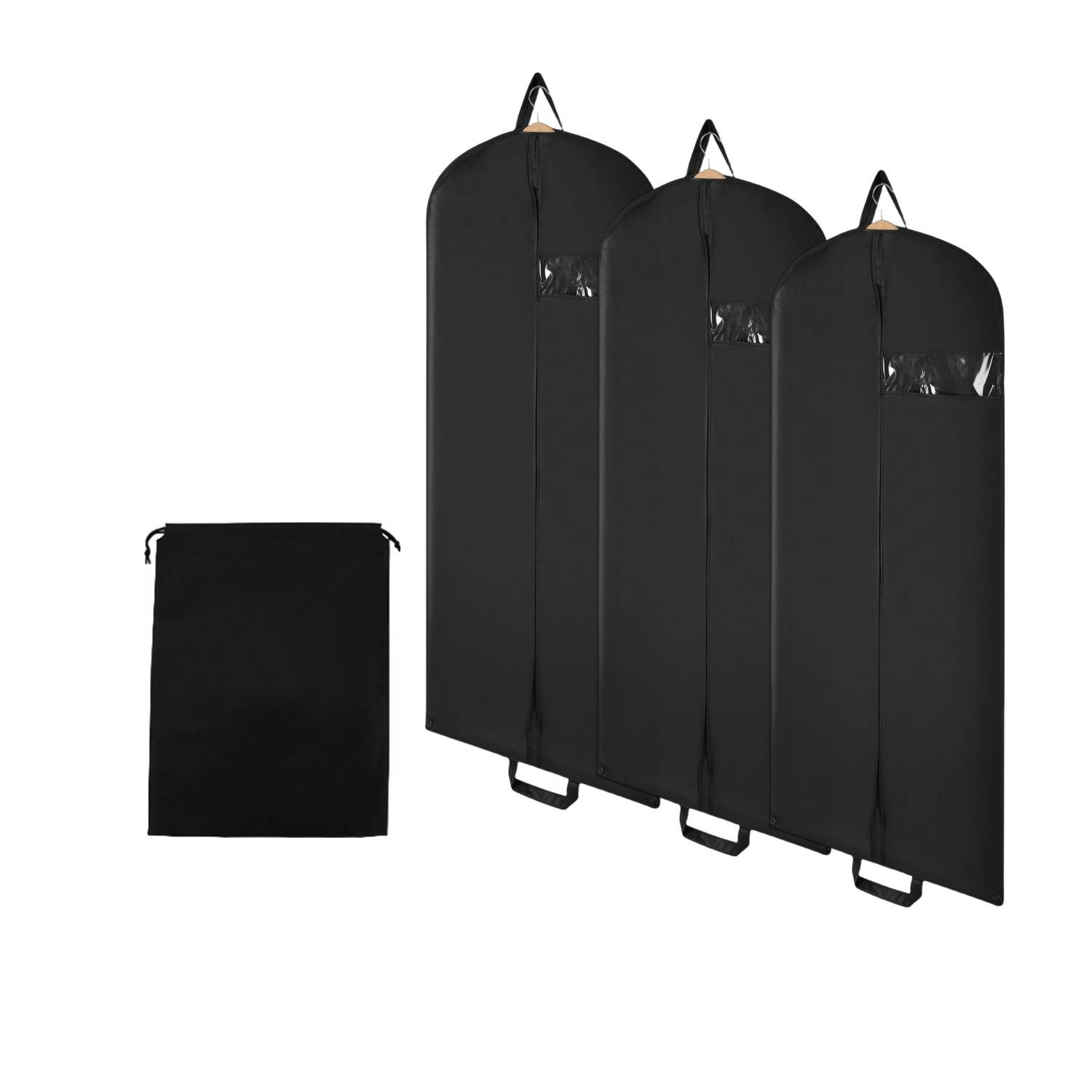 Kleidersack 3er Set 128x60cm Schutzhülle Kleiderhülle mit einem Griff schwarz Schuhsack