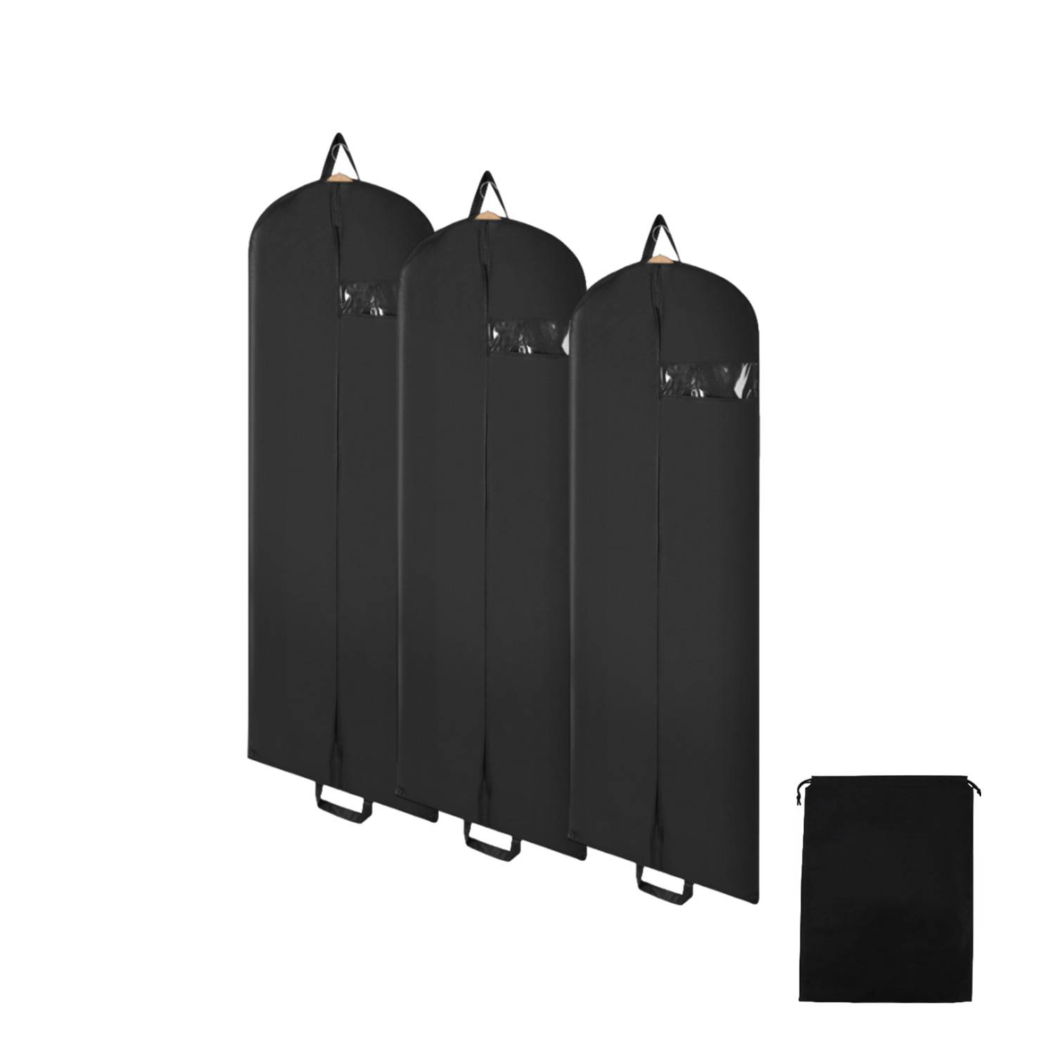 Kleidersack 3er Set 150x60cm Schutzhülle Kleiderhülle mit einem Griff schwarz Schuhsack
