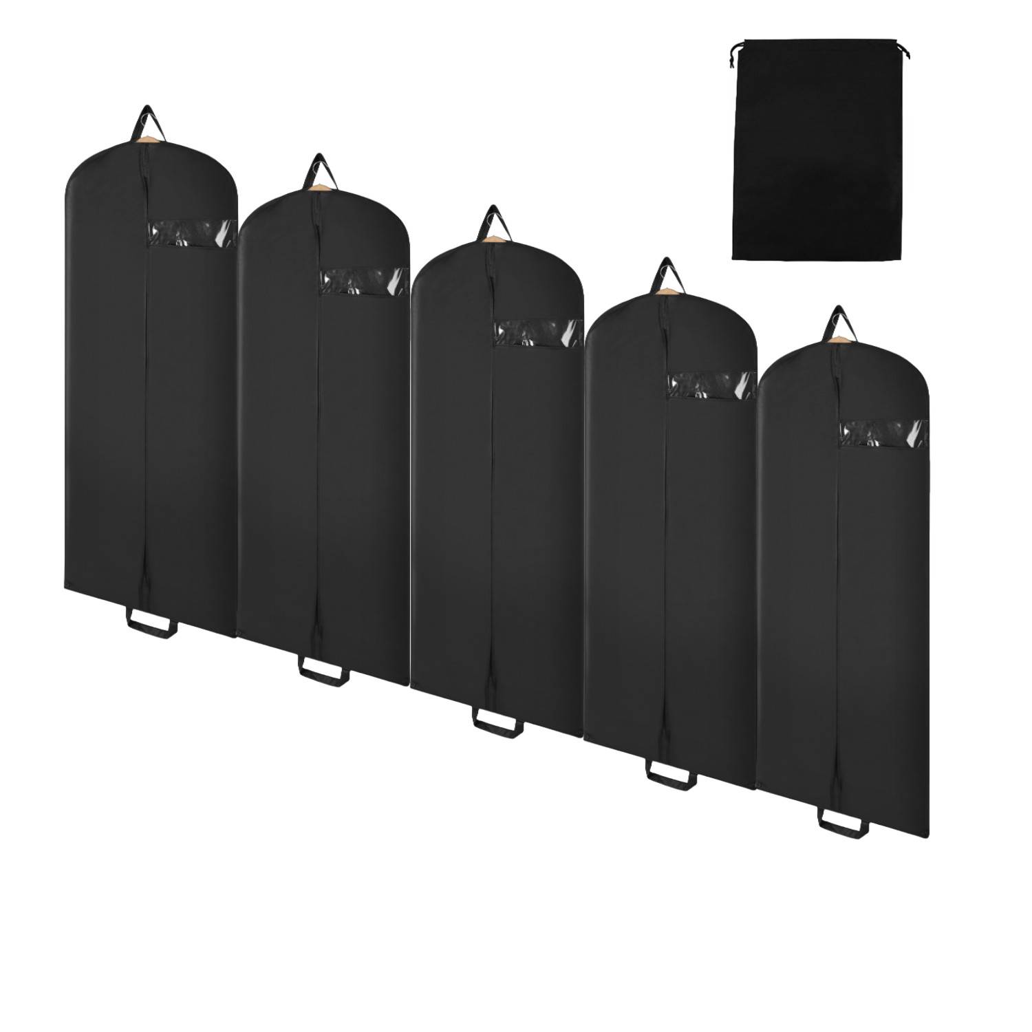 Kleidersack 5er Set 128x60cm Schutzhülle Kleiderhülle mit einem Griff schwarz Schuhsack