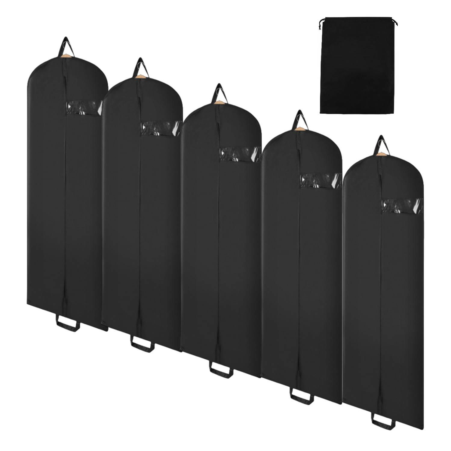Kleidersack 5er Set 150x60cm Schutzhülle Kleiderhülle mit einem Griff schwarz Schuhsack