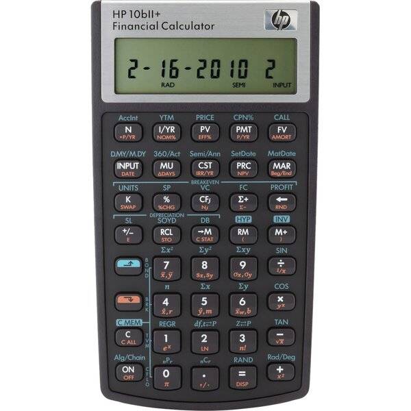 Finanzrechner HP 10bII+ schwarz, programmierbar, Batterie