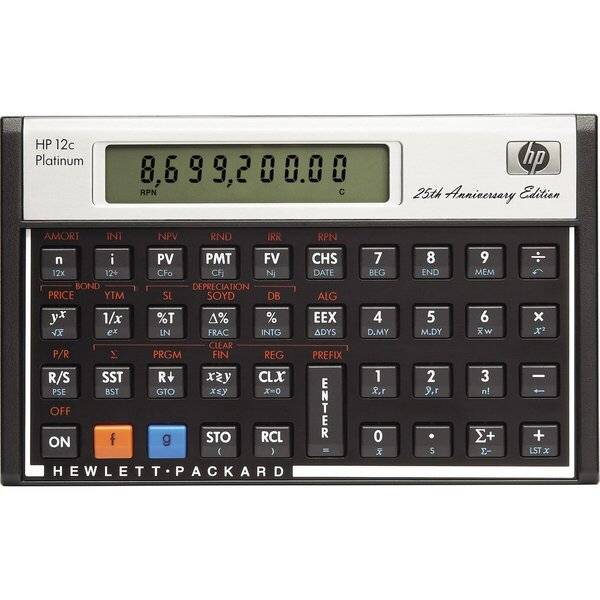 Finanzrechner HP 12c Platinium schwarz, programmierbar, Batterie