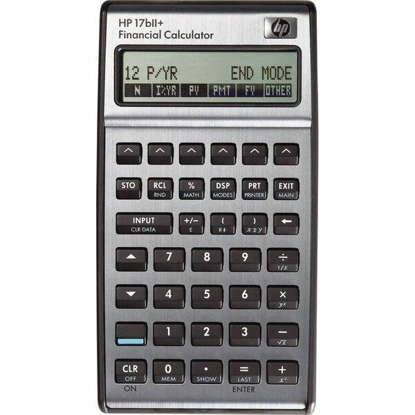 Finanzrechner HP 17bII+ silber, programmierbar, Batterie