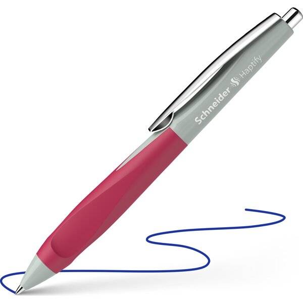 Kugelschreiber Haptify salbei grau- magenta, Mine Express 775 M blau