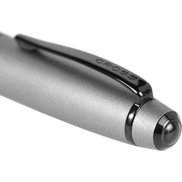 Kugelschreiber Bailey Mattgrau, schwarze PVD Beschläge