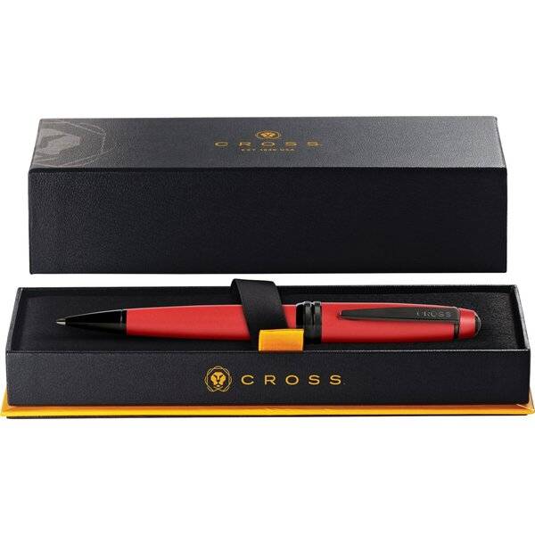 Kugelschreiber Bailey Rotlack, schwarze PVD Beschläge