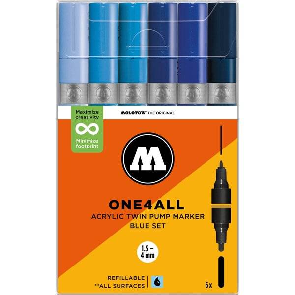 Acrylmarker One4All Twin Blue Set