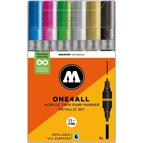 Acrylmarker One4All Twin Metallic Set