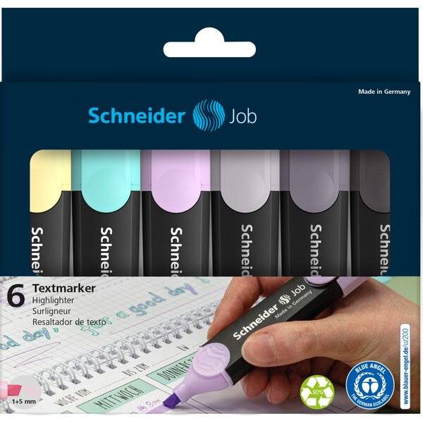 Textmarker Job Pastell (grau) Karton-Etui 6 Stück sortiert