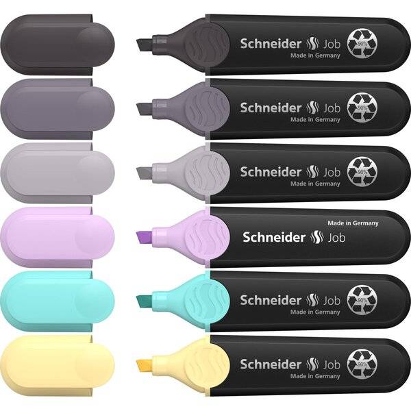 Textmarker Job Pastell (grau) Karton-Etui 6 Stück sortiert