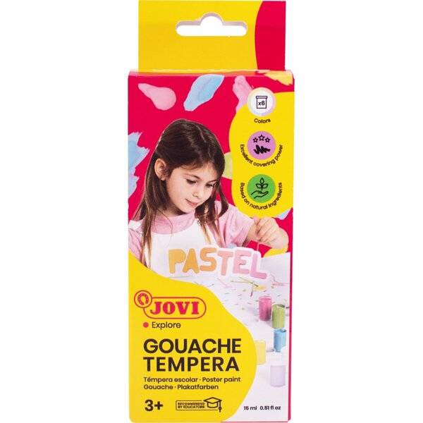 Flüssige Plakatfarbe Pastell 6er Etui, je 15ml, farbig sortiert