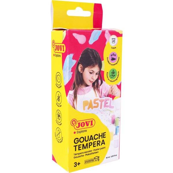 Flüssige Plakatfarbe Pastell 6er Etui, je 15ml, farbig sortiert