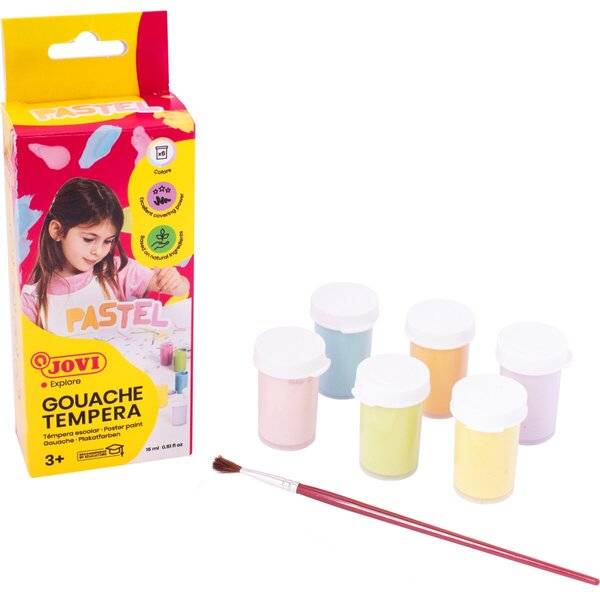 Flüssige Plakatfarbe Pastell 6er Etui, je 15ml, farbig sortiert