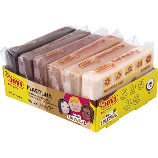 PLASTILINA Multikulturell Knetmasse 6er Schachtel, je 50g, sortiert