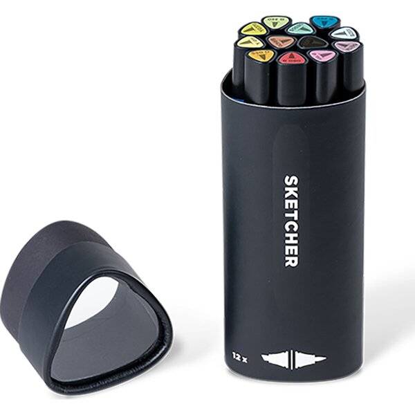 Twinmarker Sketcher brush+chisel Main Kit 2 12 Stück