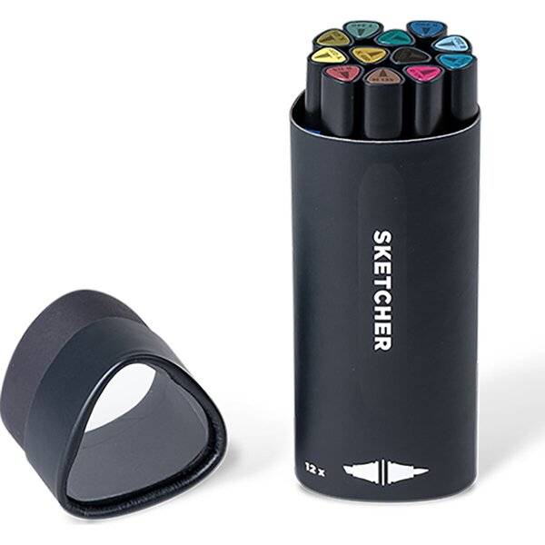 Twinmarker Sketcher brush+chisel Main Kit 3 12 Stück