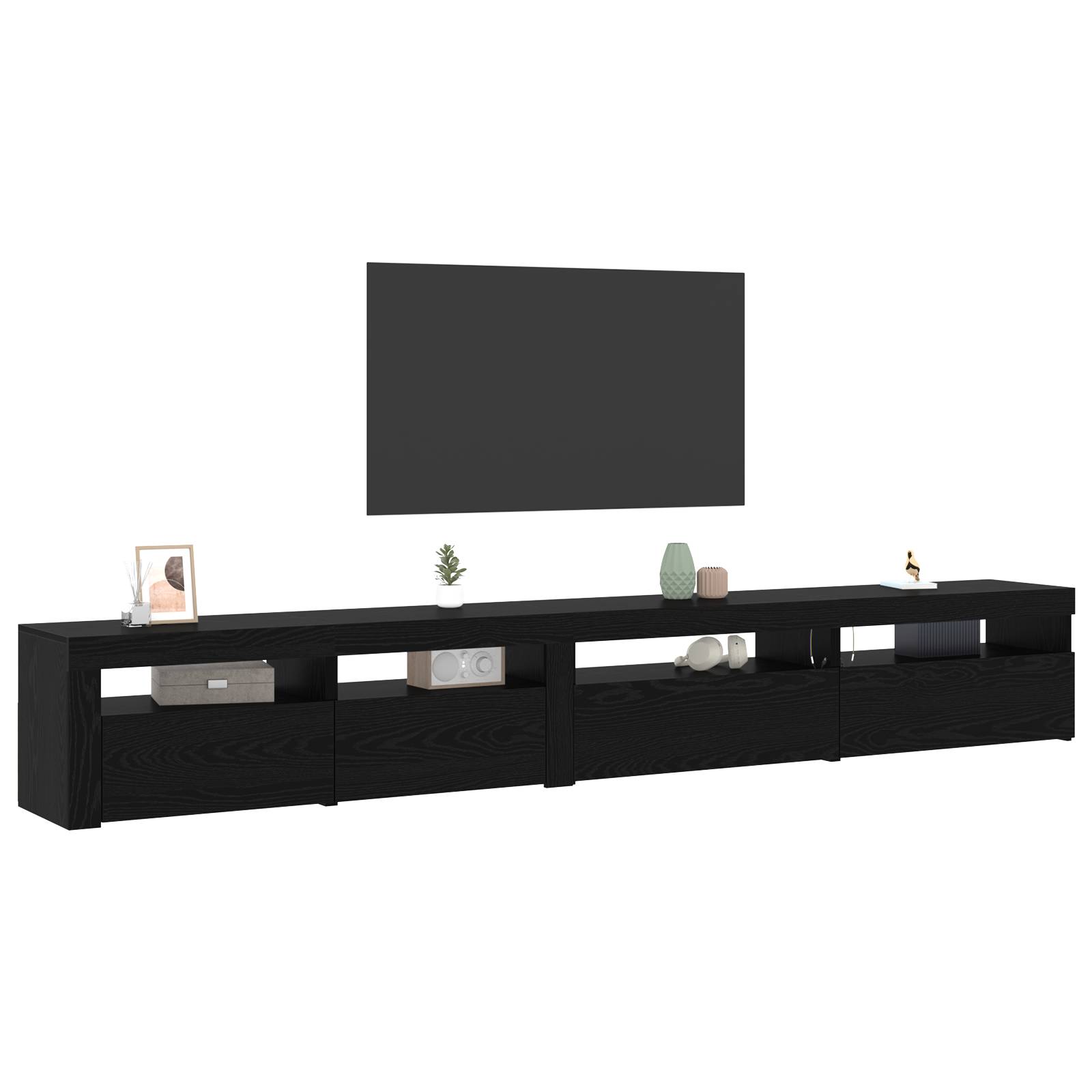 vidaXL 3-teiliger TV-Schrank mit LED-Lichtern Schwarze Eiche Holzwerkstoff