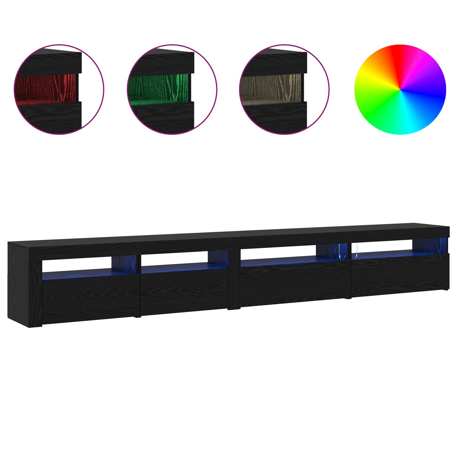 vidaXL 3-teiliger TV-Schrank mit LED-Lichtern Schwarze Eiche Holzwerkstoff