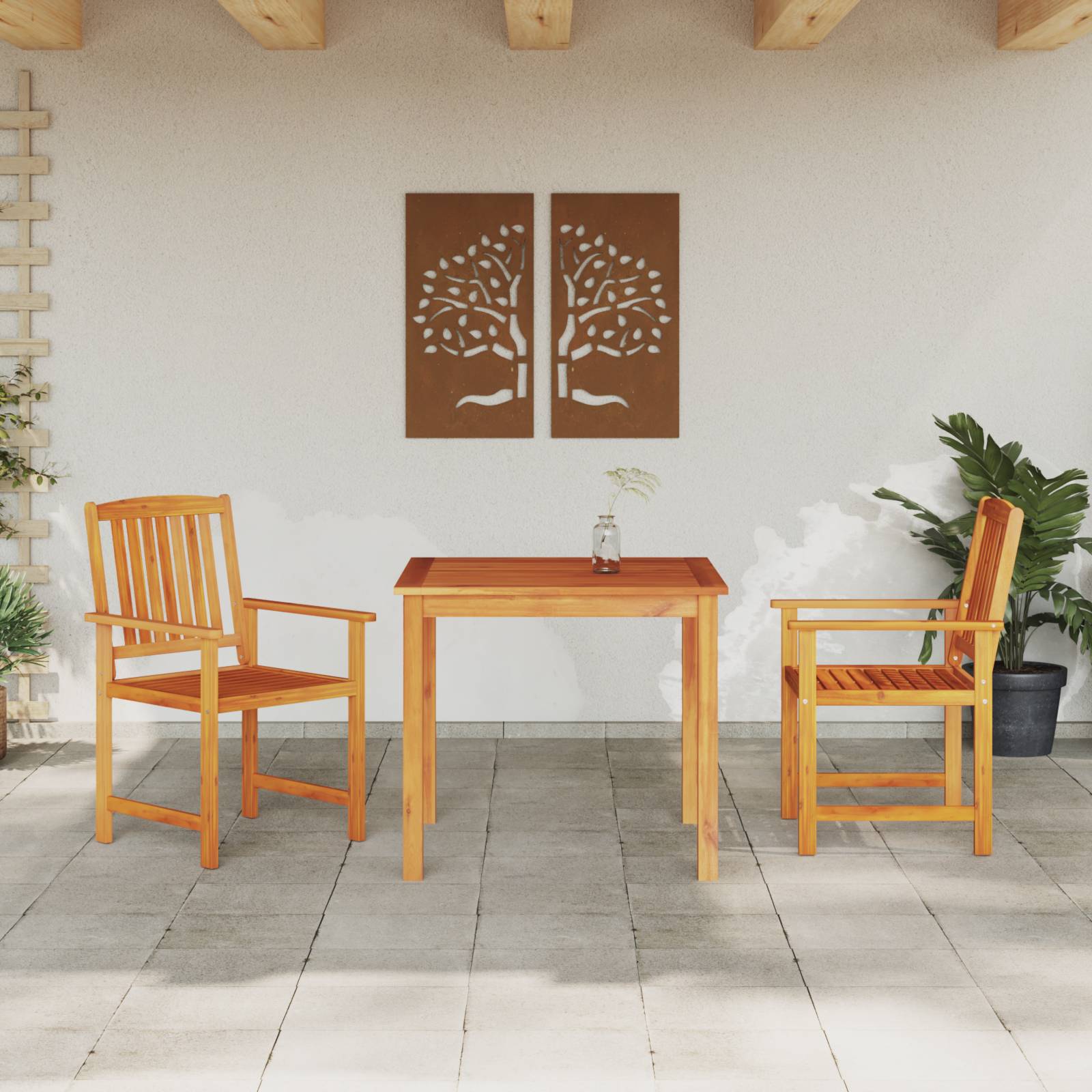 vidaXL 3-tlg. Garten-Essgruppe Massivholz Akazie